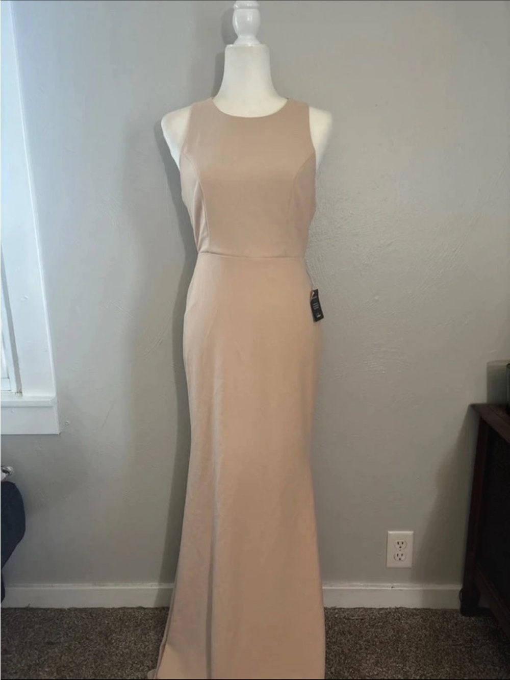 NWT Lulus Sleeveless Nude Maxi Dress - Elegant Neutral Evening Gown